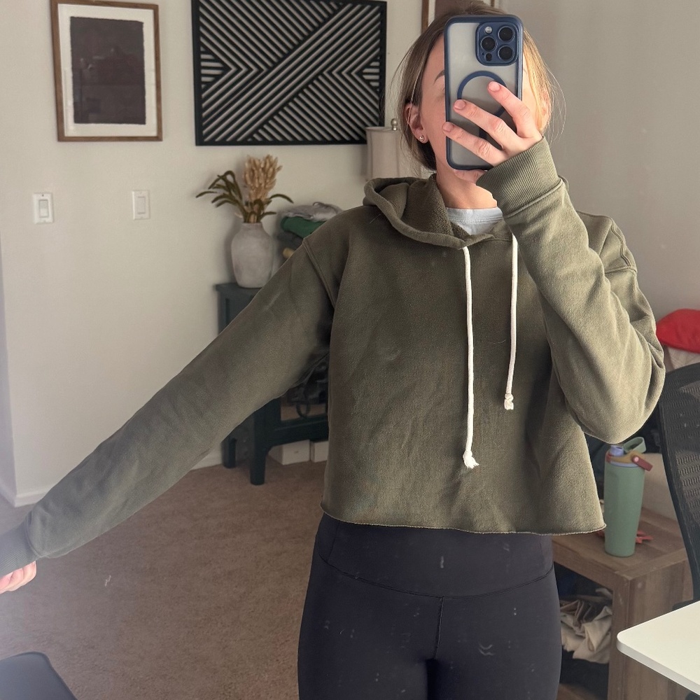 Green Cropped Hoodie Size M